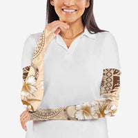 Samoa Siapo Pattern With Beige Hibiscus Arm Sleeves LT05 - Polynesian Pride