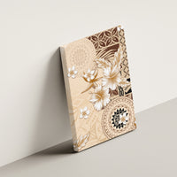 Samoa Siapo Pattern With Beige Hibiscus Canvas Wall Art