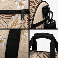 Samoa Siapo Pattern With Beige Hibiscus Duffle Bag
