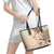 Samoa Siapo Pattern With Beige Hibiscus Leather Tote Bag