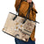 Samoa Siapo Pattern With Beige Hibiscus Leather Tote Bag