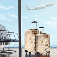 Samoa Siapo Pattern With Beige Hibiscus Luggage Cover