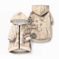 Samoa Siapo Pattern With Beige Hibiscus Pet Hoodie