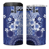 Samoa Siapo Pattern With Navy Hibiscus 4 in 1 Can Cooler Tumbler