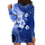 Samoa Siapo Pattern With Navy Hibiscus Hoodie Dress LT05 - Polynesian Pride