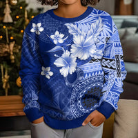 Samoa Siapo Pattern With Navy Hibiscus Kid Ugly Christmas Sweater