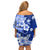 Samoa Siapo Pattern With Navy Hibiscus Off Shoulder Short Dress LT05 - Polynesian Pride