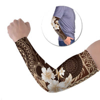 Samoa Siapo Pattern With Brown Hibiscus Arm Sleeves LT05 Set of 2 Brown - Polynesian Pride
