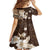 Samoa Siapo Pattern With Brown Hibiscus Family Matching Off Shoulder Maxi Dress and Hawaiian Shirt LT05 - Polynesian Pride