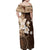 Samoa Siapo Pattern With Brown Hibiscus Family Matching Off Shoulder Maxi Dress and Hawaiian Shirt LT05 - Polynesian Pride