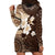 Samoa Siapo Pattern With Brown Hibiscus Hoodie Dress LT05 - Polynesian Pride