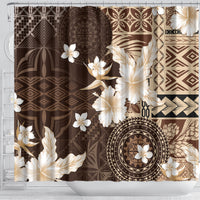 Samoa Siapo Pattern With Brown Hibiscus Shower Curtain