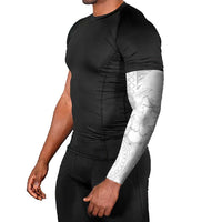 Samoa Siapo Pattern With White Hibiscus Arm Sleeves LT05 - Polynesian Pride