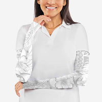Samoa Siapo Pattern With White Hibiscus Arm Sleeves LT05 - Polynesian Pride