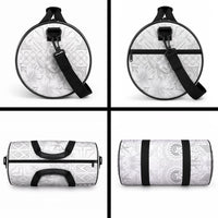 Samoa Siapo Pattern With White Hibiscus Duffle Bag