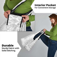 Samoa Siapo Pattern With White Hibiscus Grocery Bag