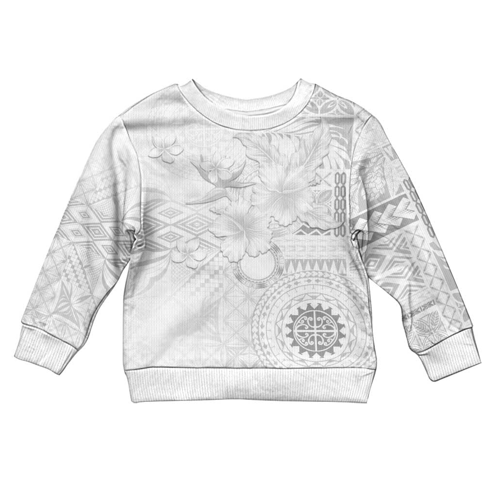 Samoa Siapo Pattern With White Hibiscus Kid Ugly Christmas Sweater