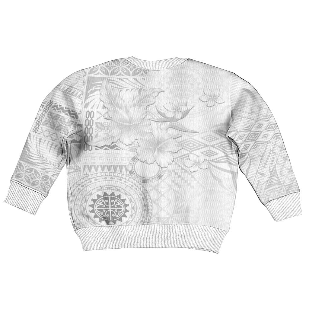 Samoa Siapo Pattern With White Hibiscus Kid Ugly Christmas Sweater