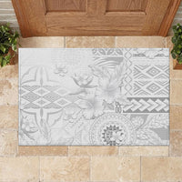 Samoa Siapo Pattern With White Hibiscus Rubber Doormat