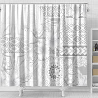 Samoa Siapo Pattern With White Hibiscus Shower Curtain