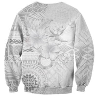 Samoa Siapo Pattern With White Hibiscus Sweatshirt LT05 - Polynesian Pride