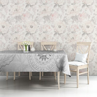 Samoa Siapo Pattern With White Hibiscus Tablecloth