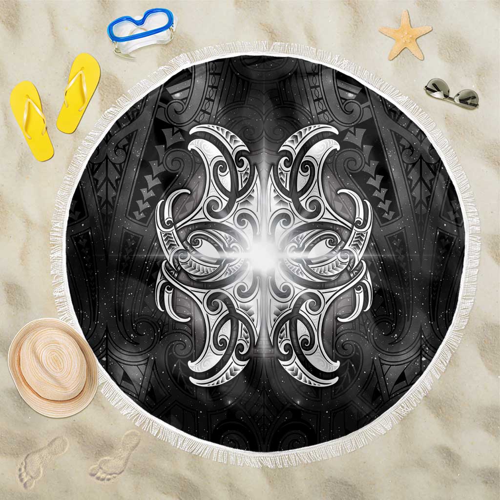 New Zealand Matariki Beach Blanket Maori Moko Black Galaxy