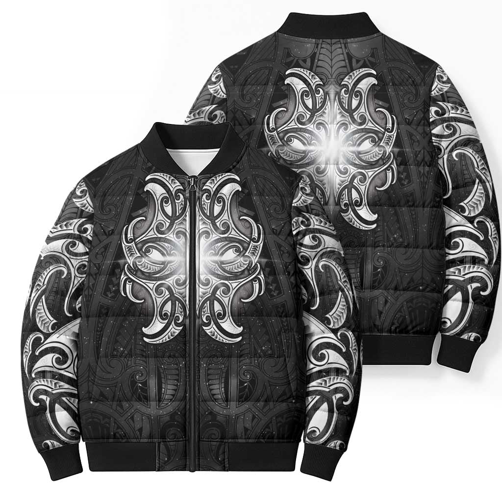 New Zealand Matariki Bomber Puffer Jacket Maori Moko Black Galaxy