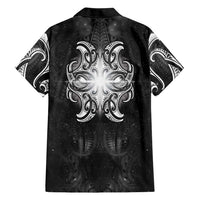 New Zealand Matariki Family Matching Off Shoulder Maxi Dress and Hawaiian Shirt Maori Moko Black Galaxy LT05 - Polynesian Pride
