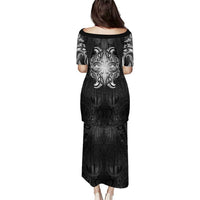 New Zealand Matariki Family Matching Puletasi and Hawaiian Shirt Maori Moko Black Galaxy LT05 - Polynesian Pride