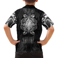 New Zealand Matariki Family Matching Summer Maxi Dress and Hawaiian Shirt Maori Moko Black Galaxy LT05 - Polynesian Pride