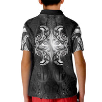 New Zealand Matariki Kid Polo Shirt Maori Moko Black Galaxy