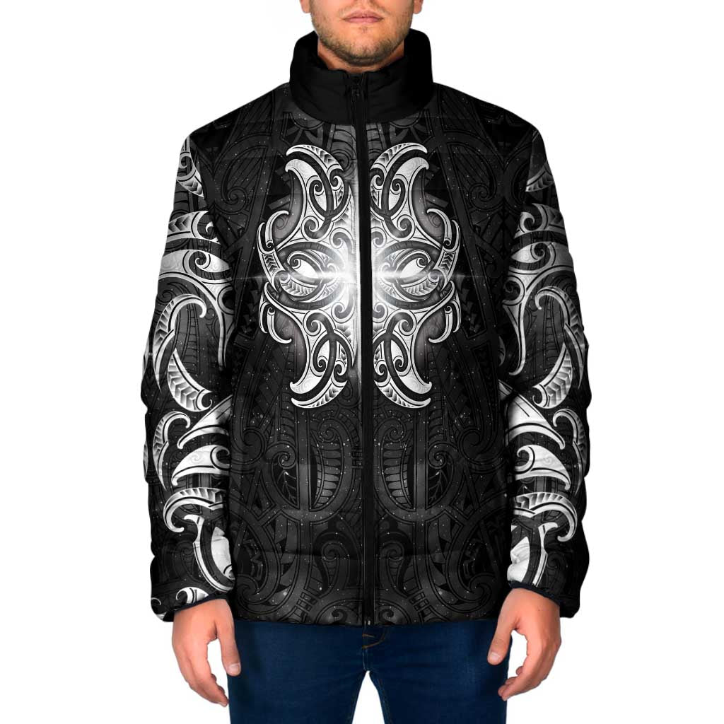 New Zealand Matariki Padded Jacket Maori Moko Black Galaxy