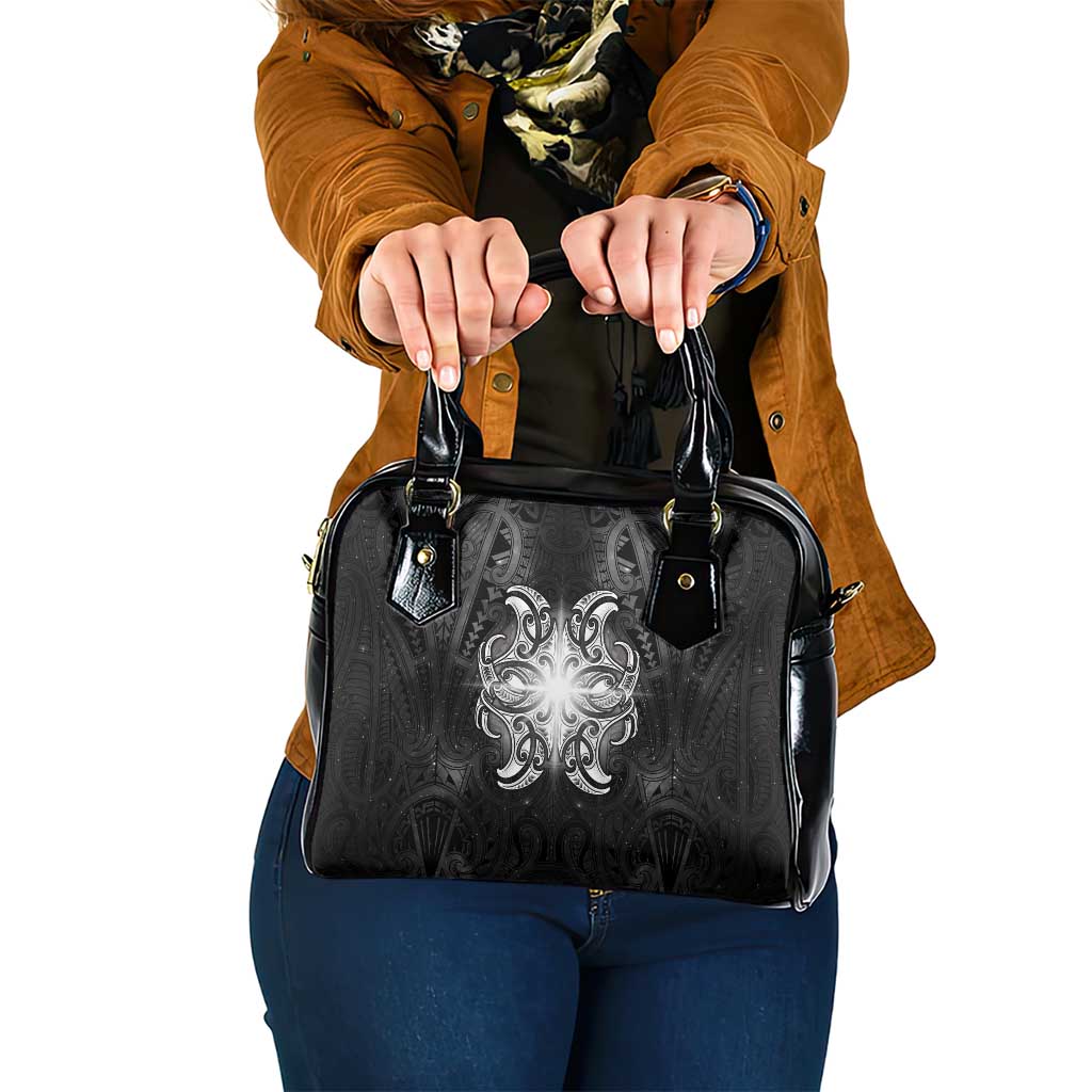 New Zealand Matariki Shoulder Handbag Maori Moko Black Galaxy