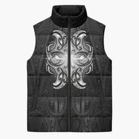 New Zealand Matariki Sleeveless Puffer Jacket Maori Moko Black Galaxy