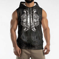 New Zealand Matariki Sleeveless Zip Hoodie Maori Moko Black Galaxy