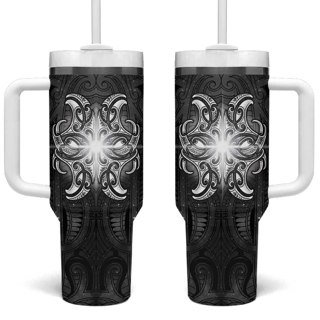 New Zealand Matariki Tumbler With Handle Maori Moko Black Galaxy