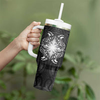New Zealand Matariki Tumbler With Handle Maori Moko Black Galaxy