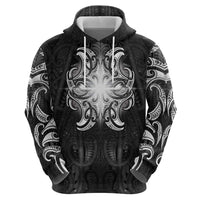 New Zealand Matariki Zip Hoodie Maori Moko Black Galaxy