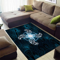 New Zealand Matariki Waita Area Rug Maori Moko Dark Blue Galaxy