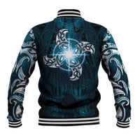 New Zealand Matariki Waita Baseball Jacket Maori Moko Dark Blue Galaxy
