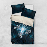 New Zealand Matariki Waita Bedding Set Maori Moko Dark Blue Galaxy