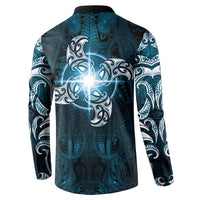 New Zealand Matariki Waita Button Sweatshirt Maori Moko Dark Blue Galaxy