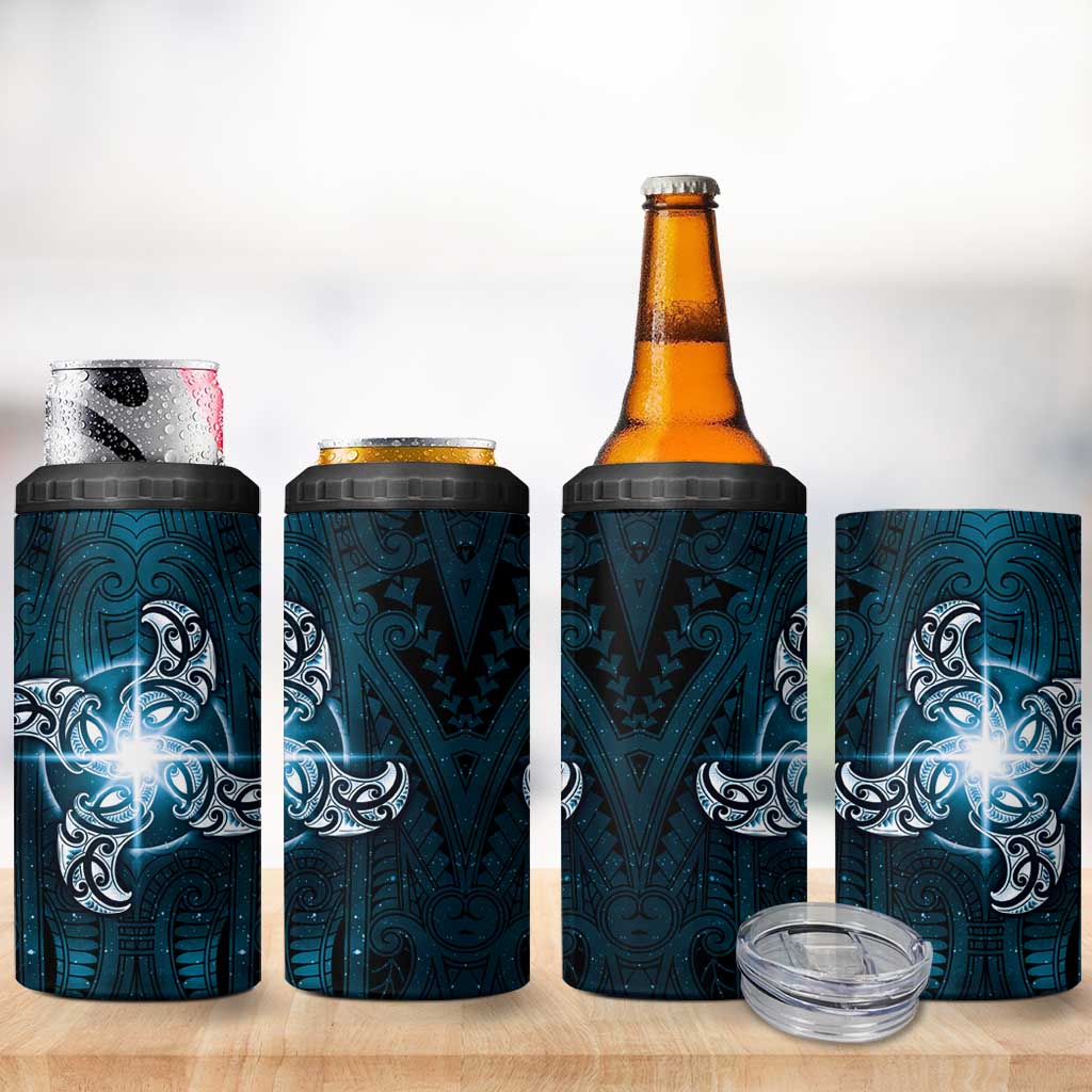 New Zealand Matariki Waita 4 in 1 Can Cooler Tumbler Maori Moko Dark Blue Galaxy