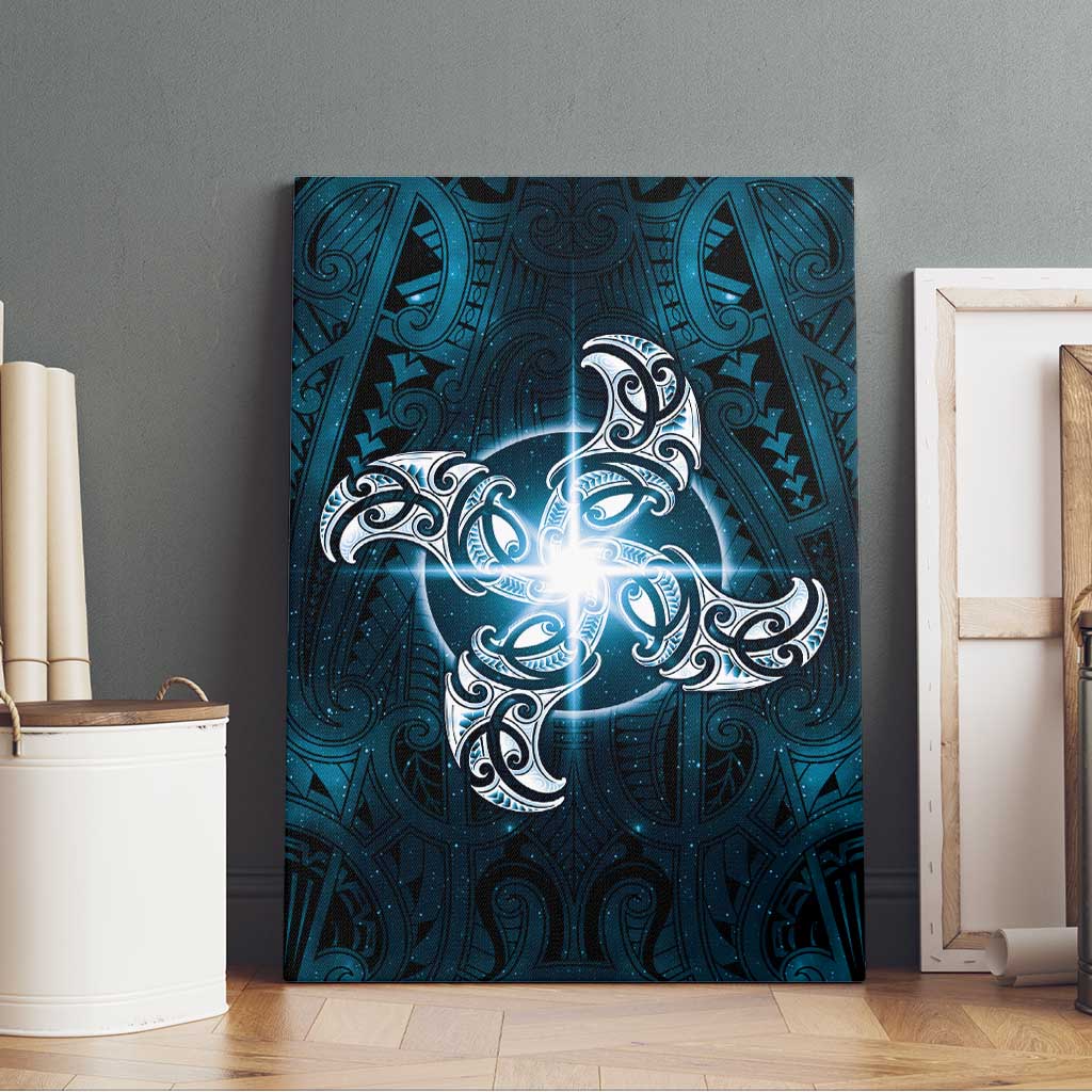New Zealand Matariki Waita Canvas Wall Art Maori Moko Dark Blue Galaxy