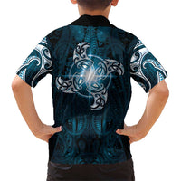 New Zealand Matariki Waita Family Matching Off Shoulder Maxi Dress and Hawaiian Shirt Maori Moko Dark Blue Galaxy LT05 - Polynesian Pride