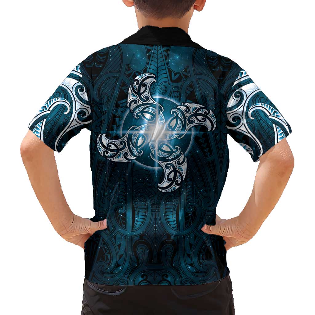 New Zealand Matariki Waita Family Matching Summer Maxi Dress and Hawaiian Shirt Maori Moko Dark Blue Galaxy LT05 - Polynesian Pride