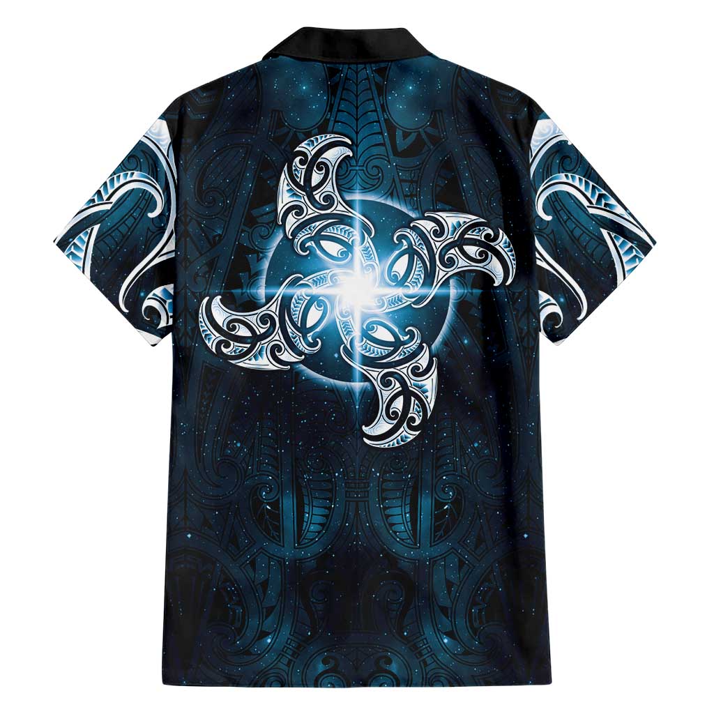 New Zealand Matariki Waita Family Matching Summer Maxi Dress and Hawaiian Shirt Maori Moko Dark Blue Galaxy LT05 - Polynesian Pride