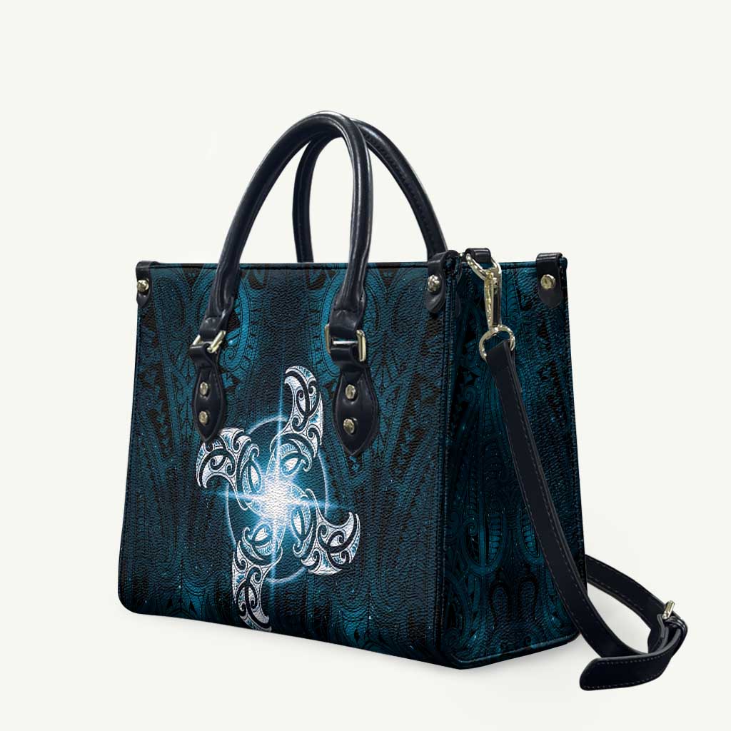 New Zealand Matariki Waita Leather Bag Maori Moko Dark Blue Galaxy