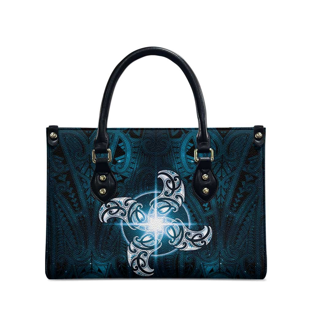 New Zealand Matariki Waita Leather Bag Maori Moko Dark Blue Galaxy